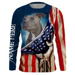 Pitbull dog American Flag Custom All over print Shirts, personalized Patriotic Hunting dog gifts &8211 Chipteeamz IPHW10