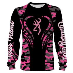 Pink Camo Country girl Deer Hunting Custom All over print shirts for women, ladies &8211 IPH2480
