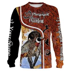 Pheasant Hunting With Gsp Custom Name 3D All Over Print Shirts, Face Shield &8211 Personalized Hunting Gifts &8211 Fsd30