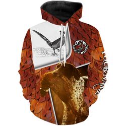 Pheasant Hunting With Dog German Shorthaired Pointer Custom Name 3D All Over Print Shirts, Face Shield, Personalized Hun