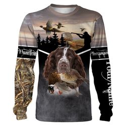 Pheasant Hunting English Setter Hunting Camo Custom Name Hunting Shirts 3D All Over Printed Shirts Personalized Hunting