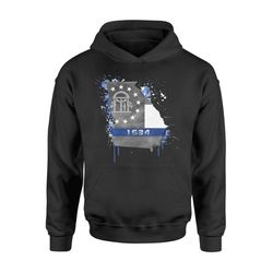 Personalized Shirt &8211 Thin Blue Line Color Drop State Map &8211 Georgia &8211 Standard Hoodie &8211 DSAPP