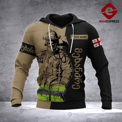 Personalized Georgian Firefighter 3D printed hoodie AZH Georgia