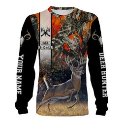 Personalized Deer Hunting Clothes Deer Hunter Orange Camo Custom Name 3D All Over Print Hoodie, Sweatshirt, Long Sleeves