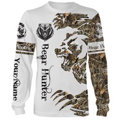 Personalized Bear Hunting Tattoo Custom Name 3D All Over Print Long Sleeves, Hoodie, Zip Up Hoodie, T-Shirt &8211 Fsd148