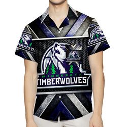 Minnesota Timberwolves Emblem v43 3D All Over Print Summer Beach Hawaiian Shirt With Pocket