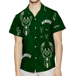 Milwaukee Bucks Emblem v44 3D All Over Print Summer Beach Hawaiian Shirt With Pocket