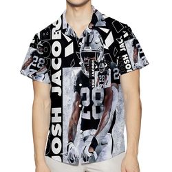 Las Vegas Raiders Josh Jacobs 28 v2 3D All Over Print Summer Beach Hawaiian Shirt With Pocket