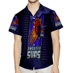 Phoenix Suns Emblem Metal 3D All Over Print Summer Beach Hawaiian Shirt With Pocket