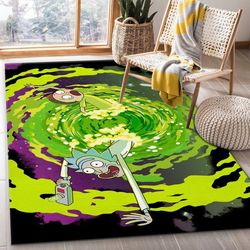 Rick And Morty In The Upside Down Area Rug Living Room Rug Home Decor Floor Decor N98