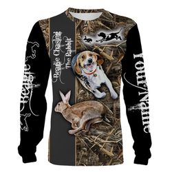 Rabbit Hunting Dogs Beagle Chasing The Rabbit Camouflage Custom Name 3D Full Printing Shirt, Hoodie Personalized Gifts F