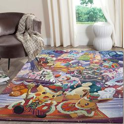 Pokemon Merry Christmas Anime Movies Area Rugs Living Room Carpet Christmas Gift Floor Decor Rcdd81F33157