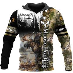 Moose Hunting Camo Hoodie 3D V