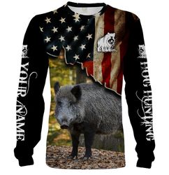 Wild Hog Hunting American Flag Custom Name 3D All Over Print Shirts &8211 Personalized Hunting Gifts Chipteeamz FSD1836