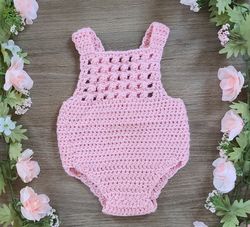 new handmade pink baby overalls, 6-9 month old, baby shower gift,
