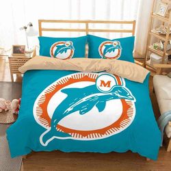 3D Customize Miami Dolphins Bedding Set Duvet Cover Set Bedroom Set Bedlinen
