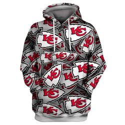 3D Kansas City Chiefs Printed Hooded Pocket Pullover Sweater