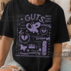 Olivia Guts Tour Track List Aesthetic Shirt, Olivia Rodrigo Guts Shirt, Album Tracklist Tee, Olivia Rodrigo Merch