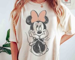 Disney Minnie Mouse Classic Sketch Cute Vintage Portrait T-Shirt, Mickey And Friends Tee, WDW Magic Kingdom Disneyland