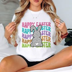 Happy Easter Glitter Shirt, Easter Bunny Shirt, Easter Shirt, Retro Leopard