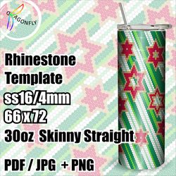 Rhinestone tumbler template /Christmas Bling tumbler pattern / Tumbler wrap 66 x 72 stones for 30oz /   - 229