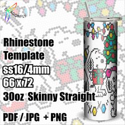 Rhinestone tumbler template /Christmas Snoopy Bling tumbler pattern / Tumbler wrap 66 x 72 stones for 30oz / - 231
