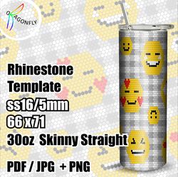 BLING Tumbler template, SMILE pattern for 30 oz tumbler, SS16, 66x71 stones in row - 280