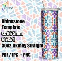BLING Tumbler template, Morocca pattern for 30 oz tumbler, SS16, 66x71 stones in row - 282