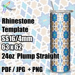 Rhinestone template for 24 oz tumbler, Moroccan patterns, 4mm - SS16, 63x62 stones in row - 283