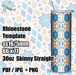 BLING Tumbler template, Morocca pattern for 30 oz tumbler, SS16, 66x71 stones in row - 283