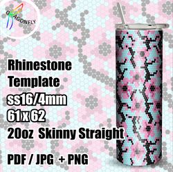 Sakura Rhinestone template for 20 oz tumbler, bling patterns, SS16 stone - 4mm, 61 x 62 stones in row - 286
