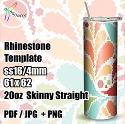 Bling FLORAL TUMBLER TEMPLATE for SS16/4mm RHINESTONE TUMBLER pattern 60*62 Stones - 291