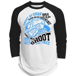 I Will Shoot You Twice T Shirt, I Love Hunting T Shirt, Awesome T-Shirts  (Polyester Game Baseball Jersey)