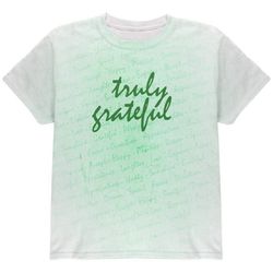 Inspirational Words Truly Grateful All Over Youth T Shirt