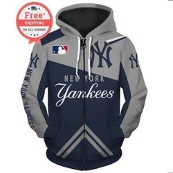 New York Yankees Baseball Team Print Unisex Zip Up Hoodie Unisex 3D All Over Print
