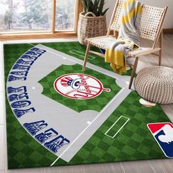 New York Yankees Rug All Over Print Logo Custom Area Rug Carpet Full Sizes Home Living Rug Carpet Decor