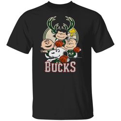 Peanut characters mashup Milwaukee Bucks gift family T-Shirt