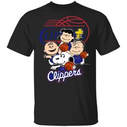 Peanuts characters mashup Los Angeles Clippers Gift Family T-Shirt