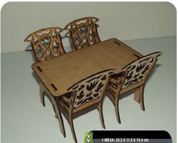 Digital Template Cnc Router Files Table and Chairs Cnc for Wood Laser Cut Pattern
