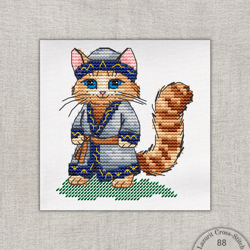 Feline Steppe Guardian Embroidery Pattern: Kitty Warrior Adventure, Honor & DIY Crafting Joy