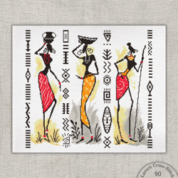 Colorful African Motifs Cross-Stitch Pattern - Bring Ethnic Elegance to Your Crafts