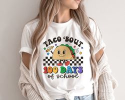 Taco Bout 100 days of school Shirt, Happy 100 days Shirt, Retro Taco Shirt, Teacher 100 days of school Shirt