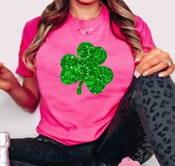 Glitter SHAMROCK Shirt, St Patricks Day Shirt Women, Four Leaf Clover Shirt, Irish Gifts for Her