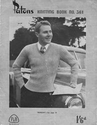 Knitting Pattern Mens Cardigans Pullovers and Vests Patons Knitting Book 361 Vintage