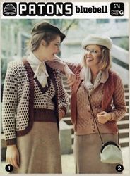 Knitting Pattern for Womens Patons 574 Bluebell Vintage