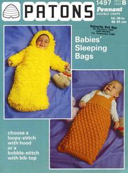 vintage baby sleeping bags knitting pattern patons 1497 babies sleeping bags