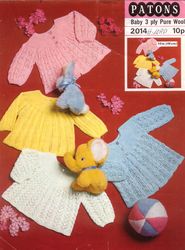 Vintage Knitting Pattern for Baby Coat Patons 2014 Cuddly Quartet