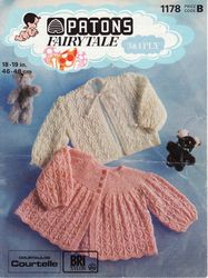 Vintage Coat Knitting Pattern for Baby Patons 1178 Candy Coating