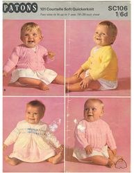 Vintage Knitting Pattern for Baby Cardigans Patons SC106 Baby Cardigans