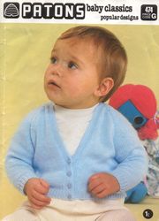 Vintage Knitting Pattern for Baby Cardigans Patons 474 Baby Classics